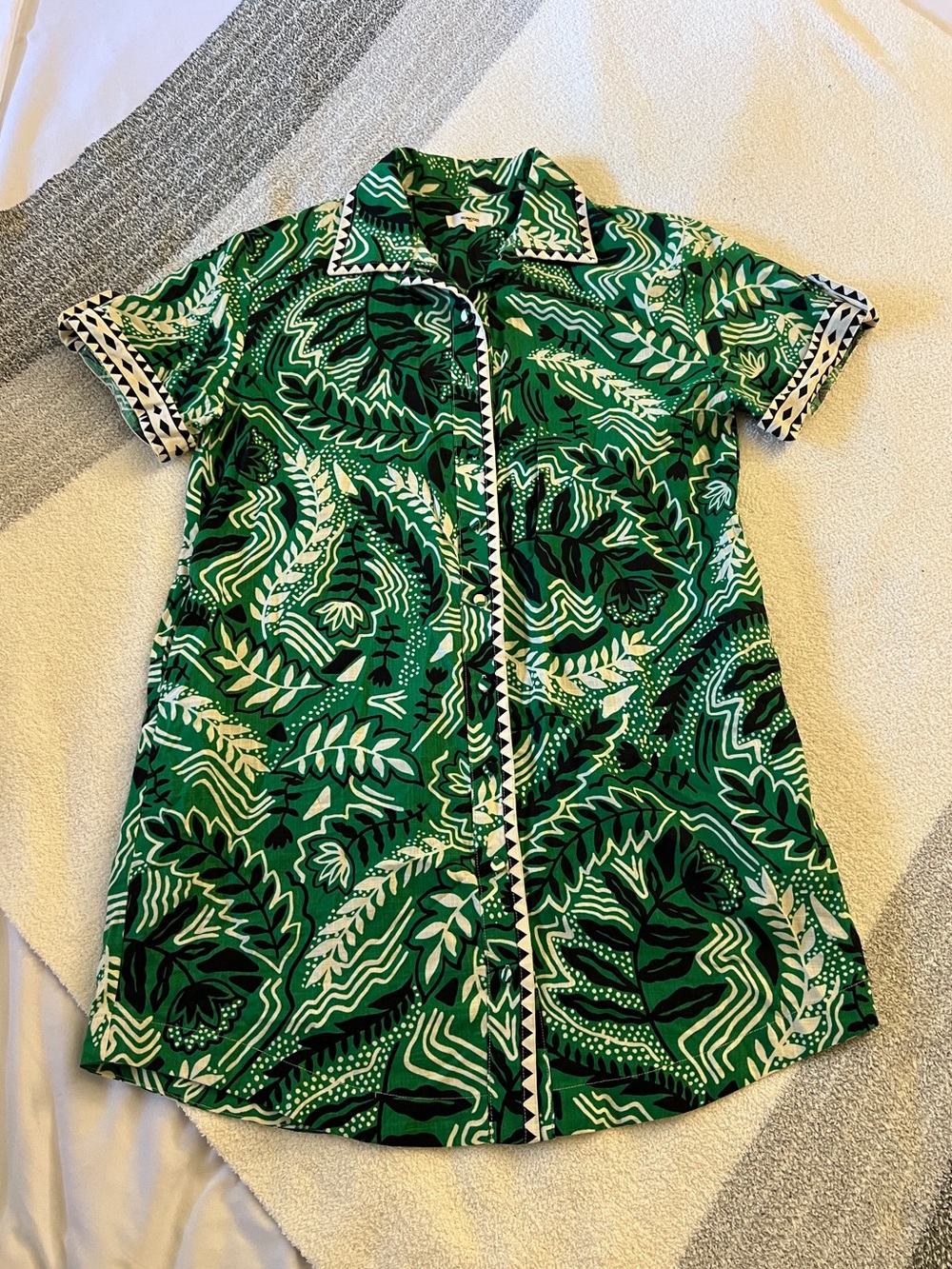 SUNCOO Paris Celna Green Botanical Shirt Dress Size 1